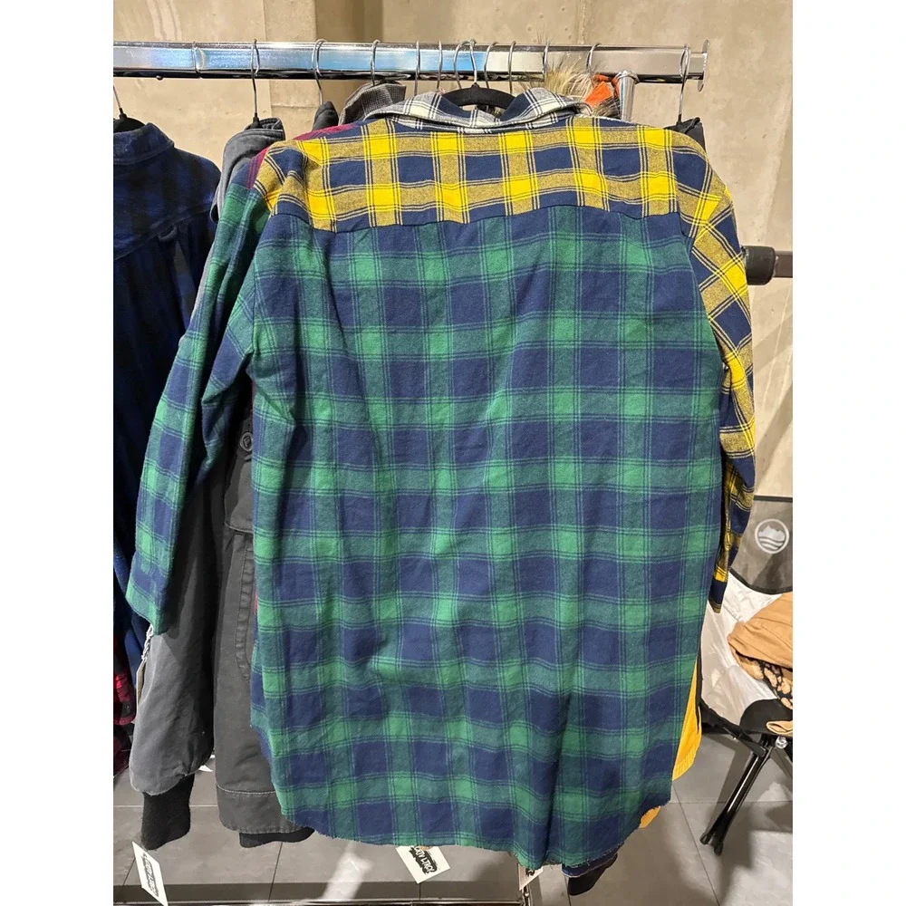 Akira Colorblock Plaid Flannel‎ Shirt Oversized Patchwork Distressed XL Womens